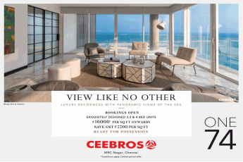 Book exquisitely designed home @ Rs. 16,000 per sq.ft. onwards at Ceebros One 74 in Chennai